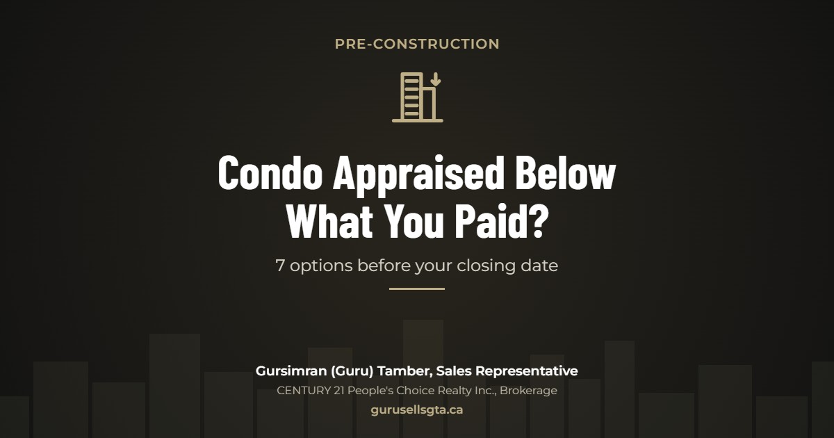 Condo Appraised Below What You Paid?: 7 options before your closing date. Gursimran (Guru) Tamber, CENTURY 21 People's Choice Realty Inc., Brokerage